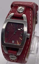 Ladies Fossil Watch on Red Leather Strap