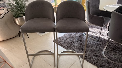 Danetti grey velvet bar stools - bar,