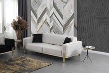 White 3 Seater Sofa Modern Couch Upholstered Furniture Living Room Furniture New