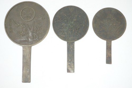 Japanese hand mirror copper - japanese,