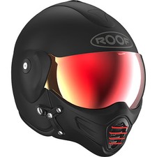 Roof Roadster Fibreglass Motorcycle Motorbike Helmet Iron Matt Black / Red