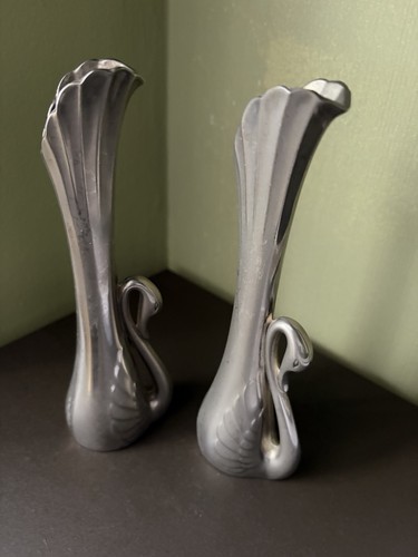 Vintage metal bud vases pair - vintage,