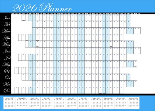 6m year planner wall - -, 1.6m