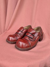 Vintage 1970s Men’s Disco Shoes | UK 6 | Burgundy Leather | Platform Heel