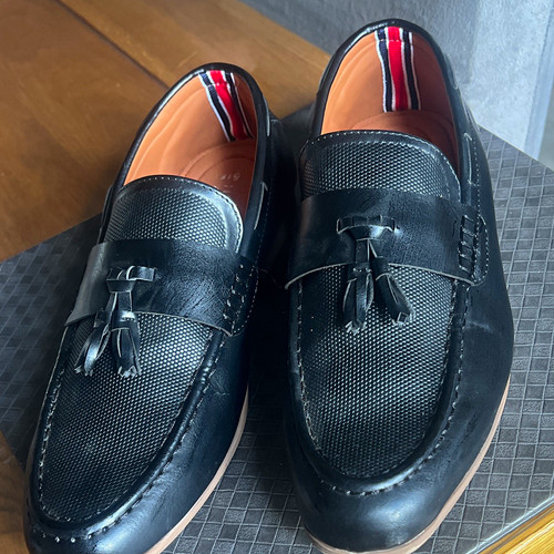 Men black leather tasselled - men's,