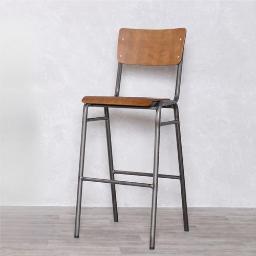 Wooden bar stool - bar, gunmetal
