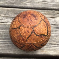 Old Vintage Carved & Inked Gourd - Geometric Design