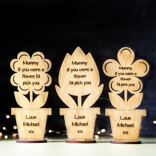 Personalised wooden flowers - personalised,