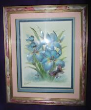 Vintage Iris & Butterfly 3D Decoupage Framed Picture Rob Pohl