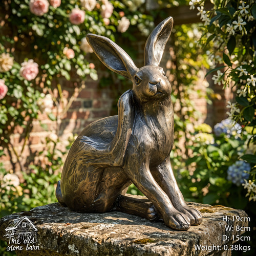 Hare rabbit sculpture - hare, bronze