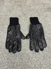 Black Leather Gloves Knitted Cuff Ex Police Security SIA Driving Cold Weather