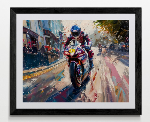 Motorbike racing framed - motorbike, canvas