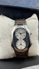 Philip Stein Teslar Watch With A Dual-Time Face And A Stainless Steel Case