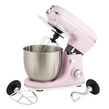 Salter Retro Stand Mixer, 5L Bowl, 1300W, 8 Speeds, Dough Hook, Whisk, Pink