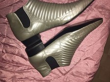 90’s Luc Berjen Accordion Ribbed Quilted Leather Bootie Vintage Trippen Moto Y2K