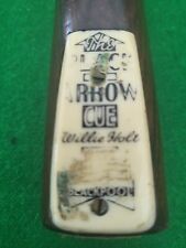 RARE VINTAGE WILLIE HOLT "BLACK ARROW" SNOOKER , POOL , COLLECTOR'S CUE .
