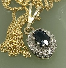 9ct gold sapphire diamond - gold,