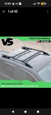 VW AMAROK PICK-UP BLACK ROOF RAILS & CROSS BARS SET SIDE BAR NO DRILL