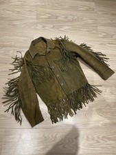 Women’s Vintage Leather Jacket With Tassels Easy Rider Janice Joplin Style 8-10