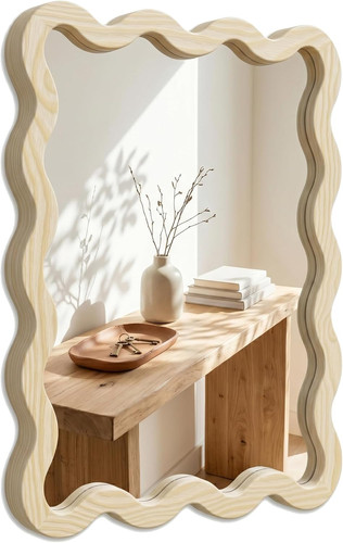X30 wavy wood wall - 22"x30", mirror