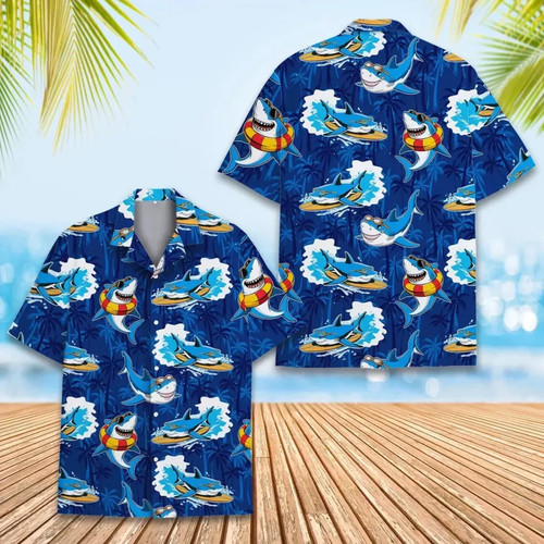 Tropical shark hawaiian shirt - tropical,