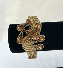 Vintage Napier Bracelet 1960s Dark Amber Crystal Goldtone Jewellery