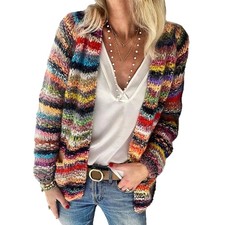 Womens Striped Knitted Long