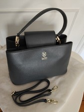 Vera Pelle Grey Handbag with Shoulder Strap with Gold Hardware