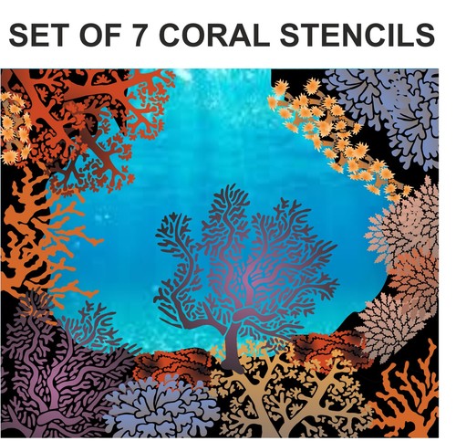 Large set stencils coral - large, 7