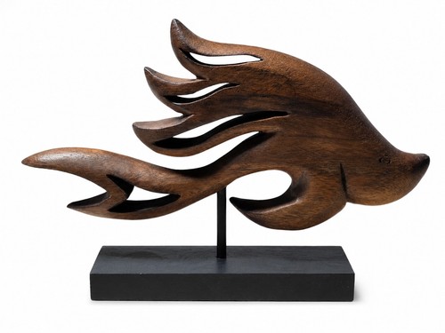 Hand carved wooden fish - carved,