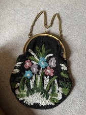 Antique floral beaded handbag