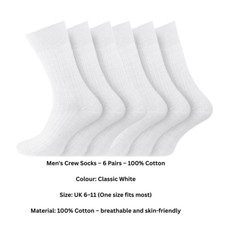 6 Pairs Mens Ribbed  100%