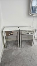 Pair of Mirrored Bedside Tables / Venetian Style Nightstands