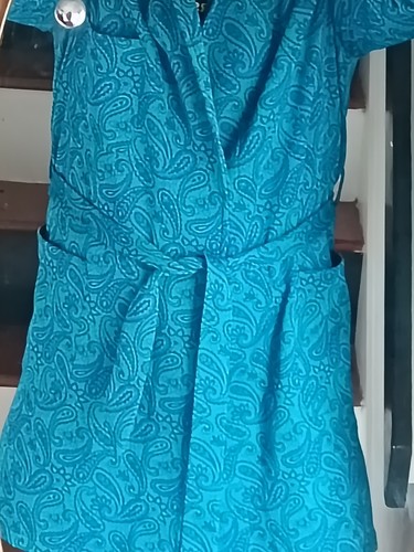Vintage blue paisley crimplene - blue,