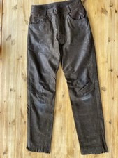 MENS BROWN LEATHER BIKER JEANS SIZE 30” WAIST