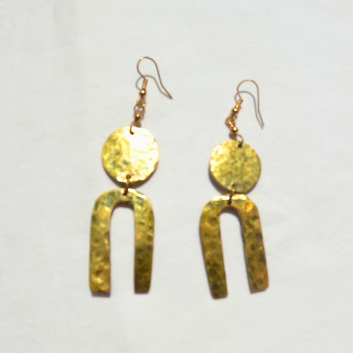 African brass dangle earrings - brass,