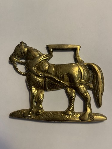 Brass horse medallion antique - horse,