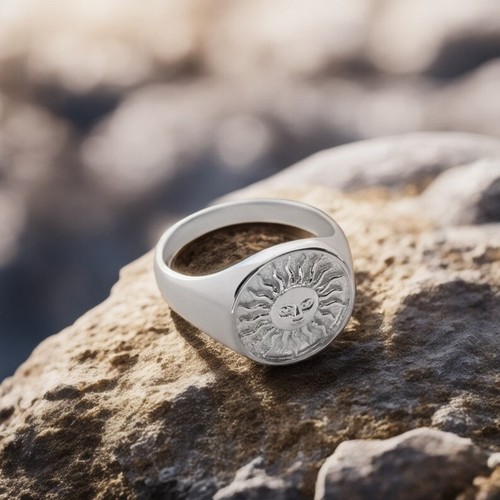 Sun face ring men - face,