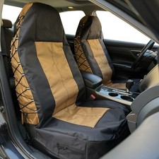 Tactical Canvas Seat Covers For Cars SUVs Vans Tan Black Waterproof Front Set