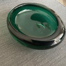 Whitefriars Vintage  Hand Blown Green Glass Conical Bowl Dish Pattern No 9514