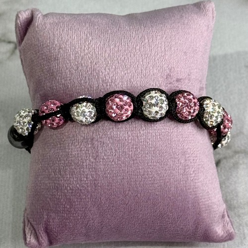 Pink clear crystal shamballa - pink,