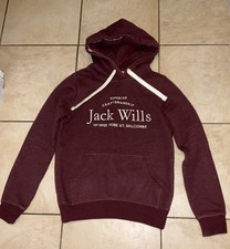 Jack Wills Ladies Size 4 Burgundy & White Thick Hoodie Sweatshirt Rarely Worn