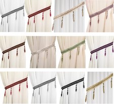 Beaded Curtain Tie Back Gem Holdbacks Braid Voile Window Rope