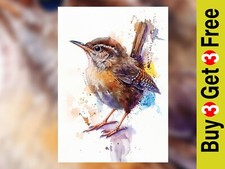 Charming Wren Bird 5"x7" Print on Matte Paper | Vibrant Watercolor Art