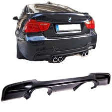 BMW 3 SERIES E90 E91 M SPORT QUAD M3 STYLE REAR DIFFUSER SKIRT MATTE BLACK UK