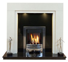 New Marble Fireplace Somerset in White Marble with Black Hearth & Black Panel