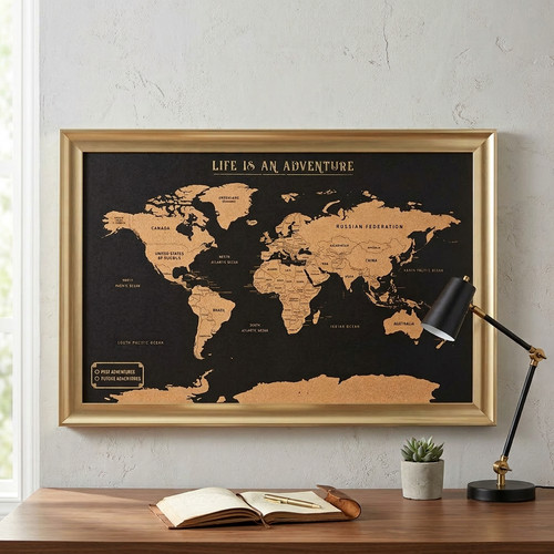 World travel map - world, cork