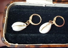 ❤️ 9ct Gold Natural Shell Earrings 30 mm Drop Gold Filled ❤️UK