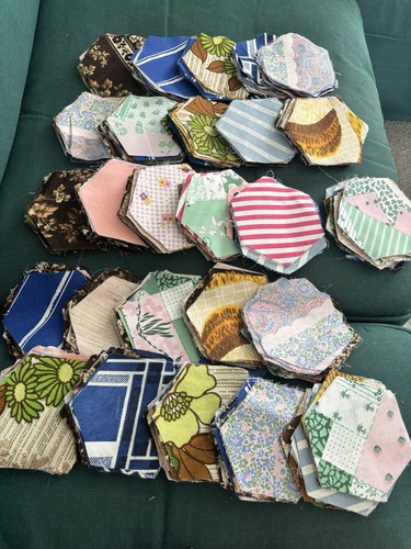 Vintage fabric precut hexagons - vintage,