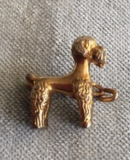 Vintage Miniature Gold Tone Adorable Poodle Brooch 